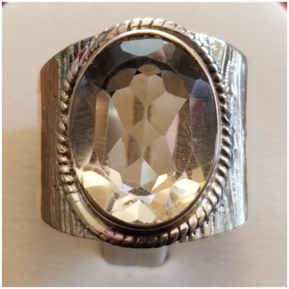 Genuine 10ct Natural White Topaz Ring Size 8